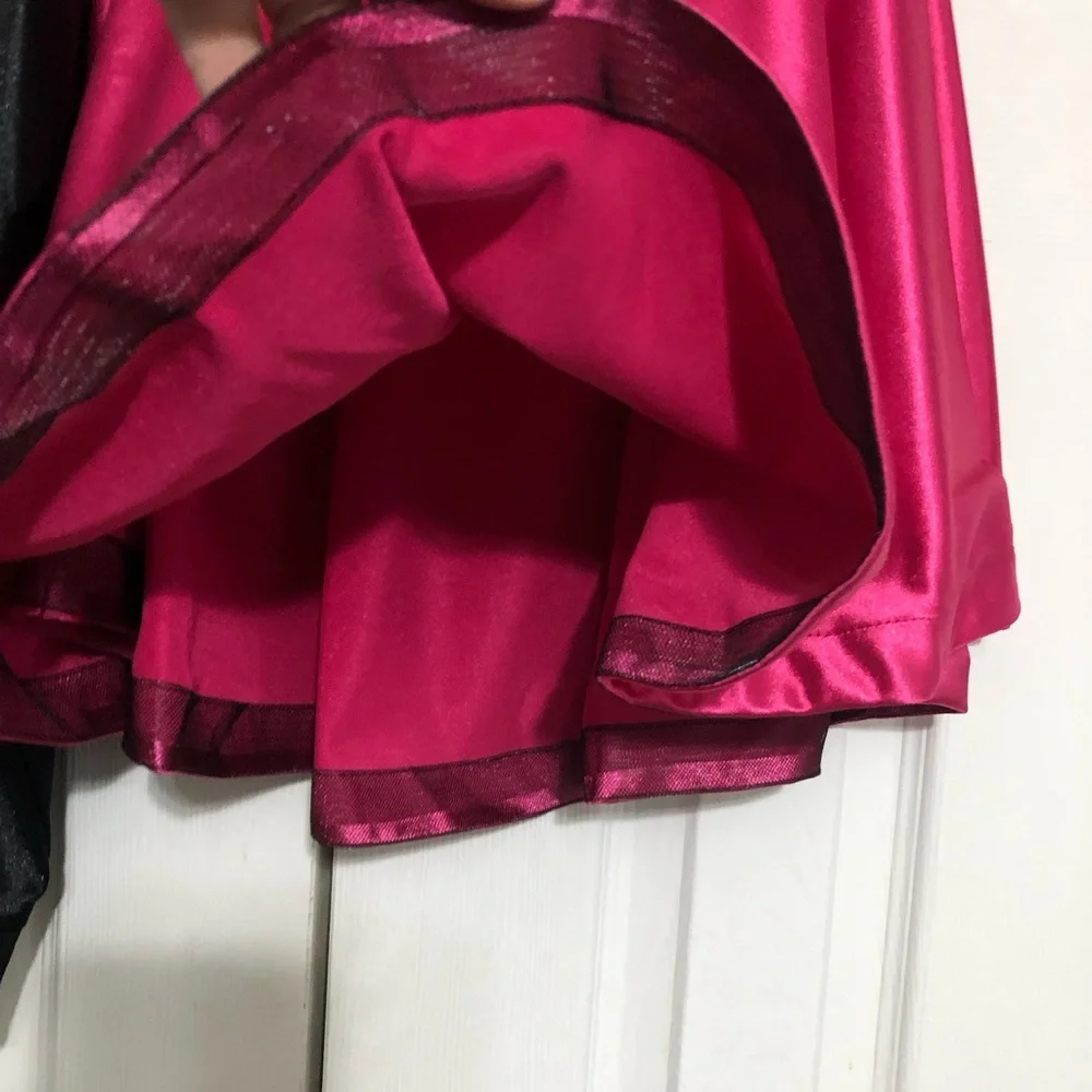 Dance costume velvet one piece with shorts & pink fuschia skirt tap jazz size XL